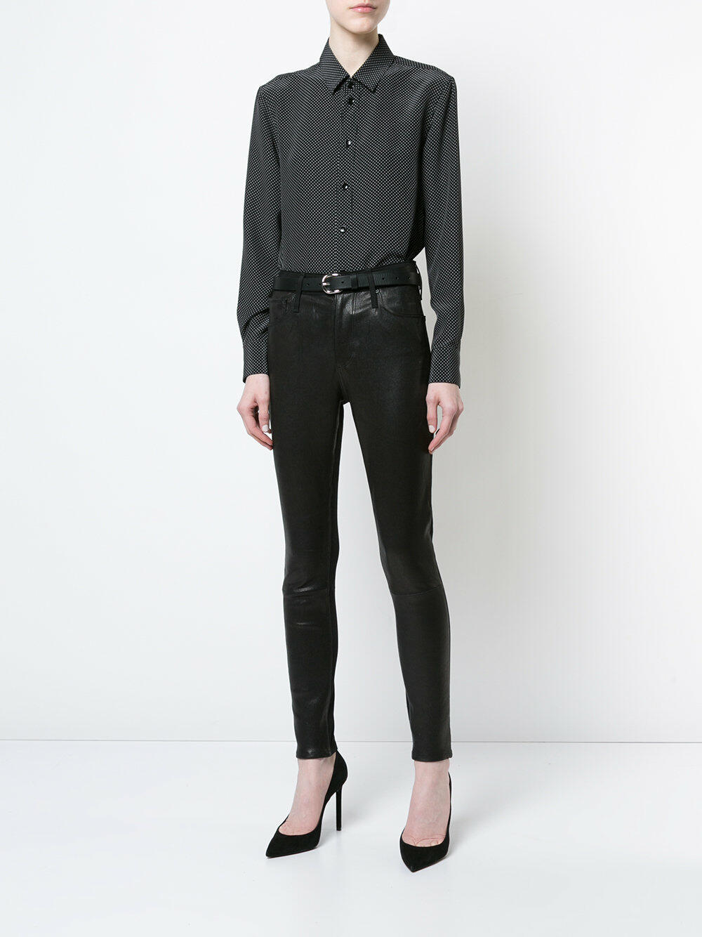 AG - Farrah Black High-Rise Leather Front Pant