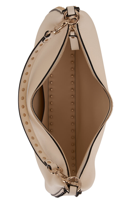 Valentino Garavani - Rockstud Ivory Grain Leather Hobo Bag