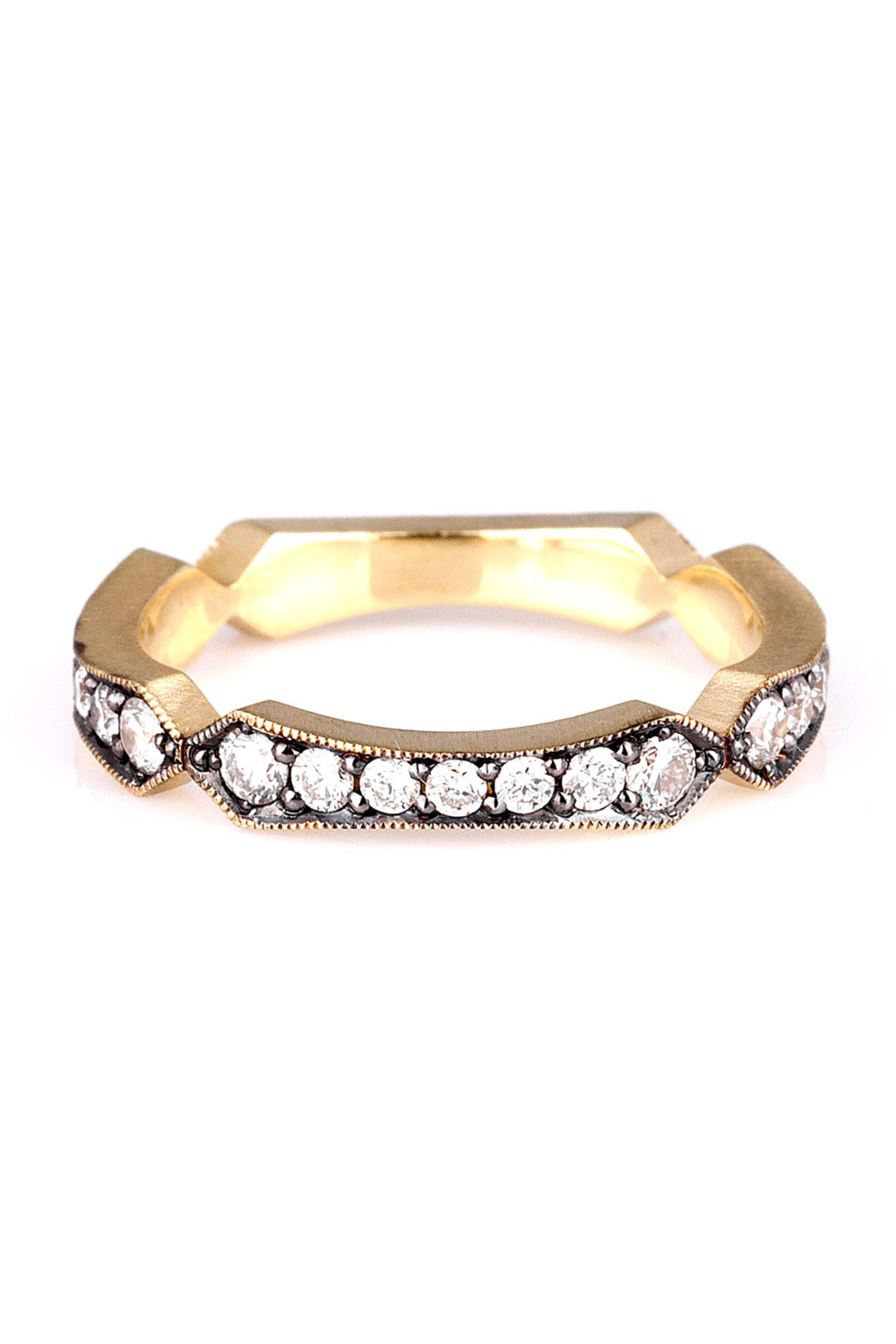 Sylva & Cie - Yellow Gold Diamond Flapper Style Ring Band