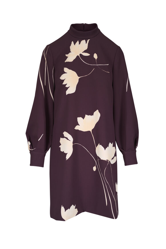 Lela Rose - Oxford Blue Floral Print Linen Seamed Column Dress