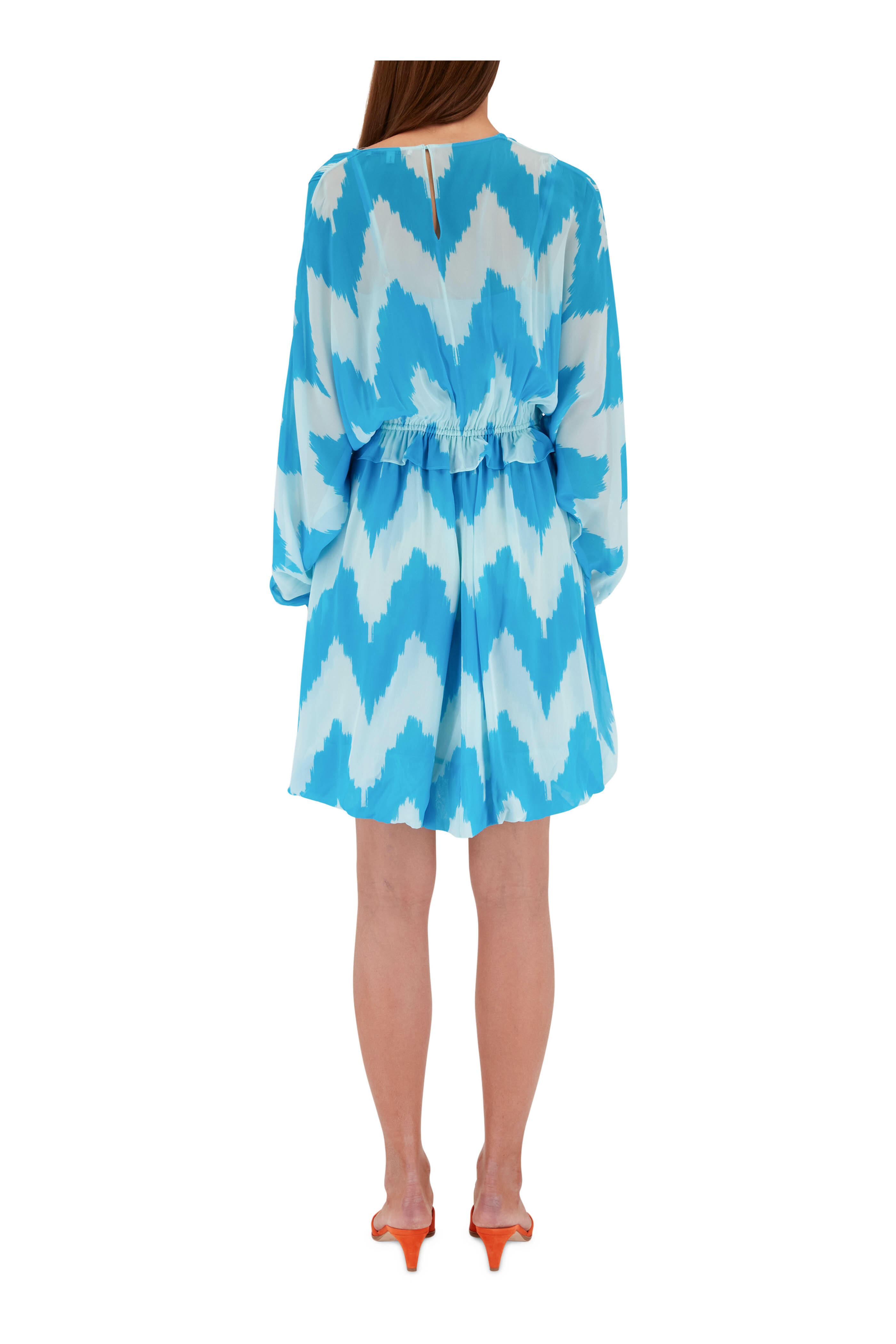 Dorothee Schumacher - Walk Me To The Beach II Blue Print V-Neck Dress