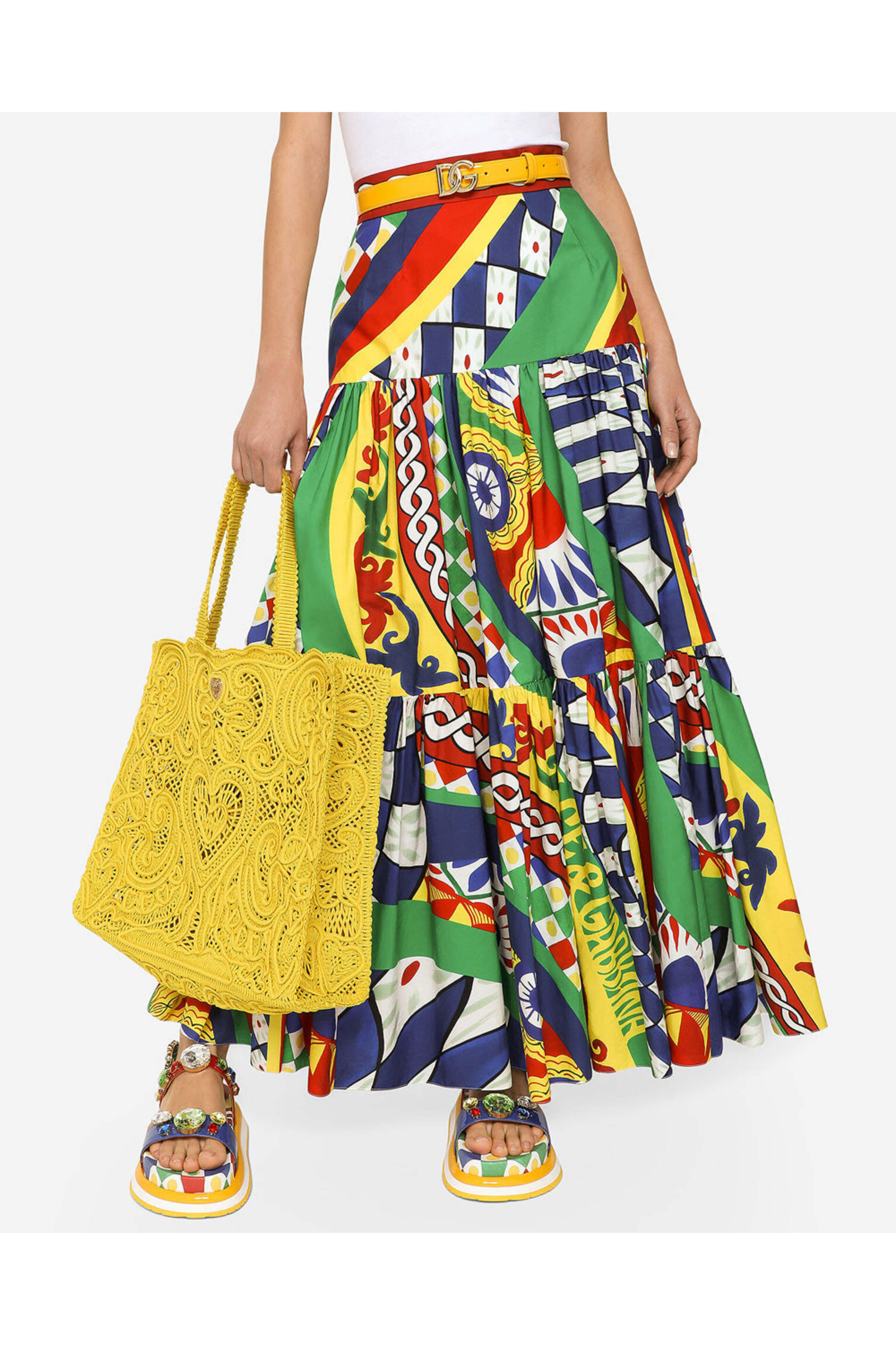 Dolce & Gabbana - Carretto Card Psychedelic Midi Skirt