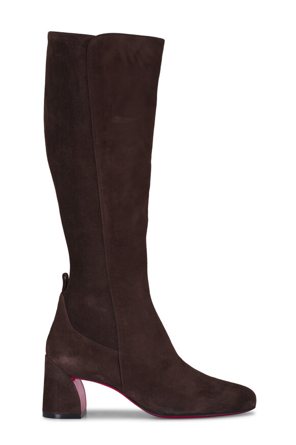 Christian Louboutin - Jane Cosme Brown Suede Tall Boot, 55mm 