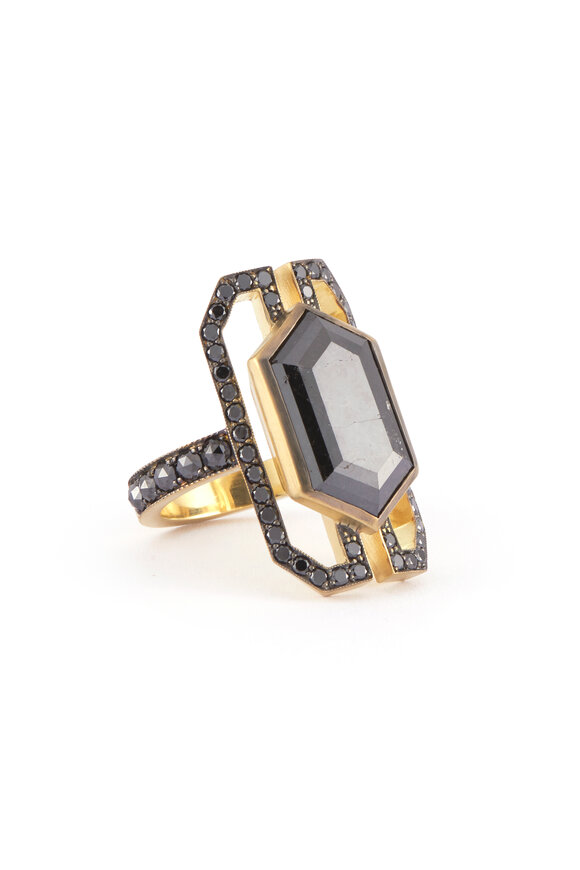Sylva & Cie Black Diamond Kelly Cocktail Ring - view 2