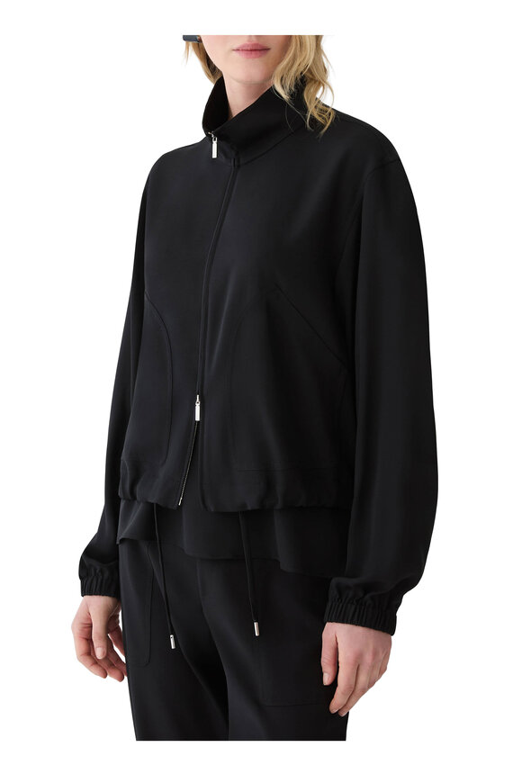 Lafayette 148 New York Black Zip Front Bomber Jacket - view 2