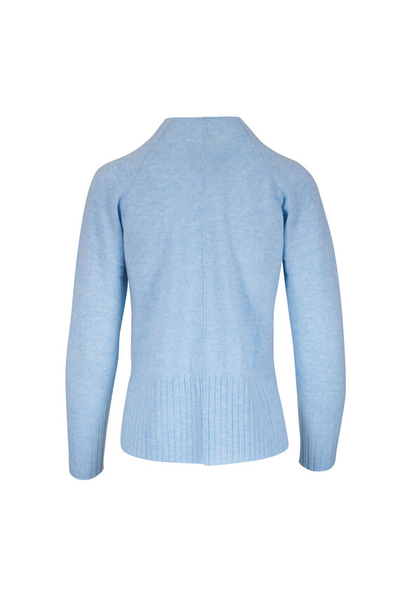 Kinross Light Blue Cashmere Funnel Neck Sweater - view 3