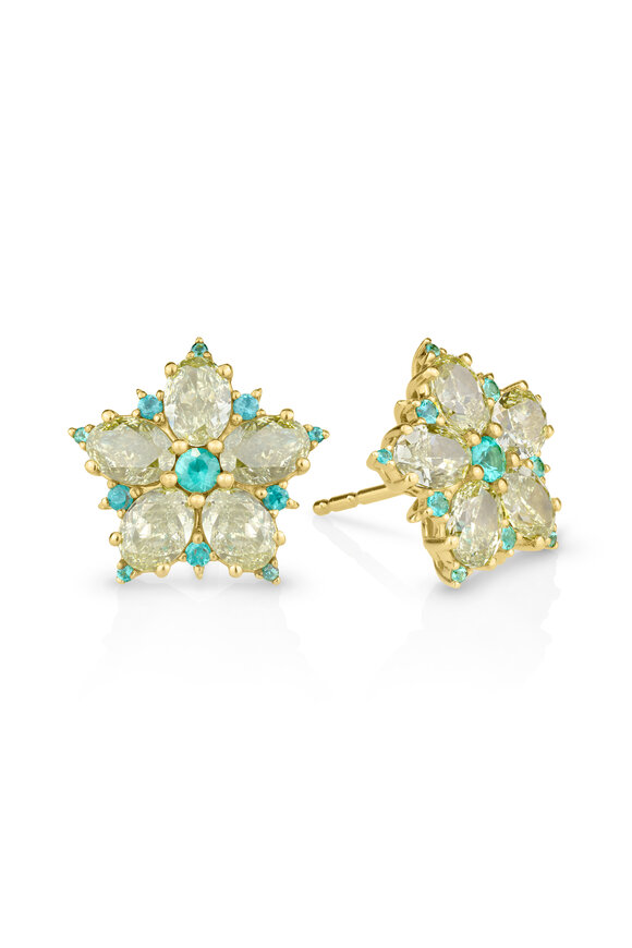 Paul Morelli 18k Yellow Gold Yellow Diamond & Tourmaline Stud - view 1