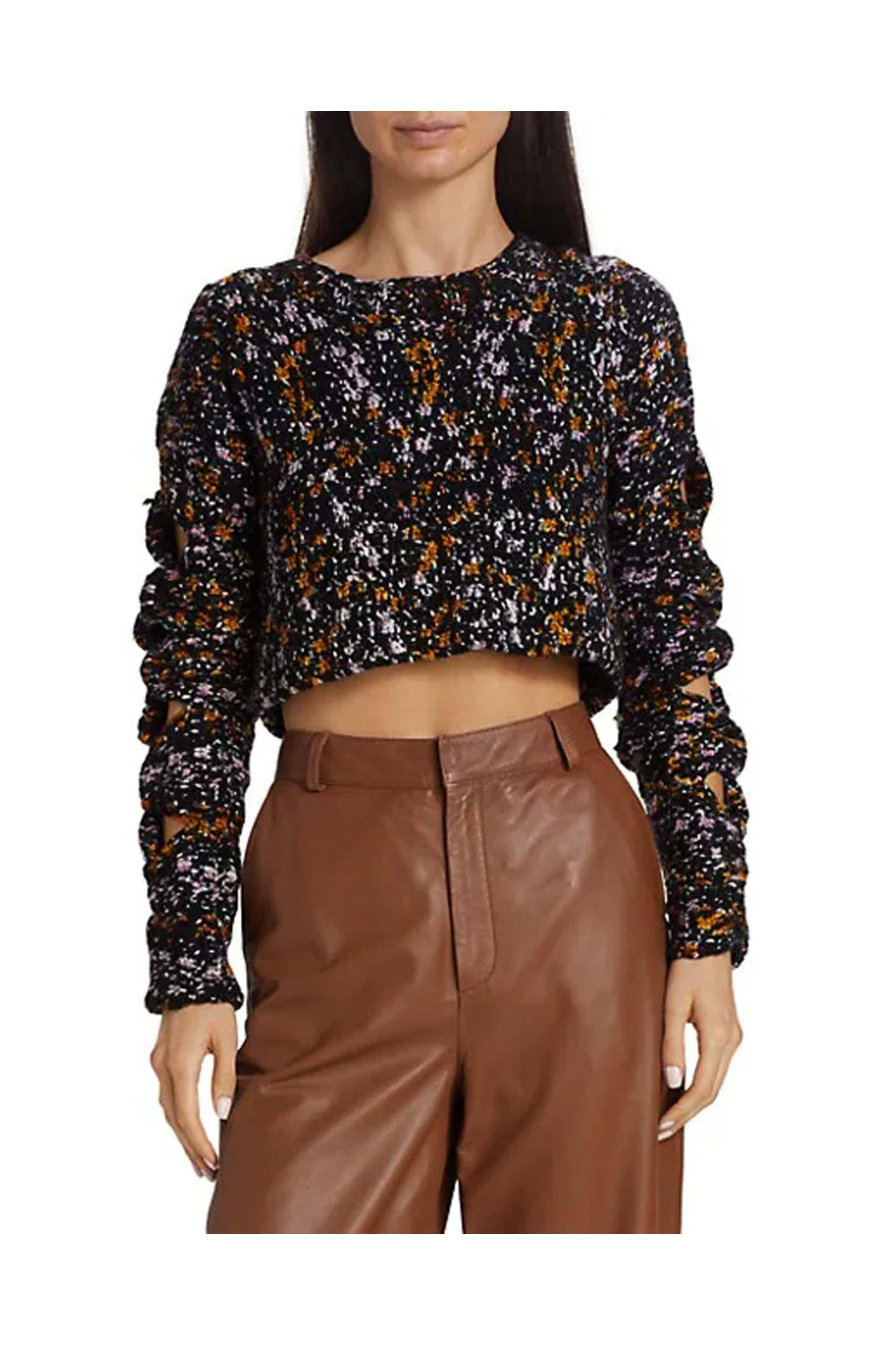 Sea NYC - Black Crochet Cut Out Sweater