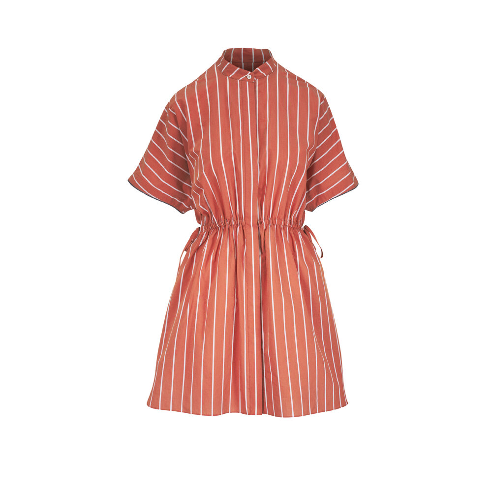 VIP【関税送料無料】希少 BRUNELLO CUCINELLI MULTICOLOR DRESS Brunello Cucinelli - Herbarium Print Poplin Cotton V-Neck