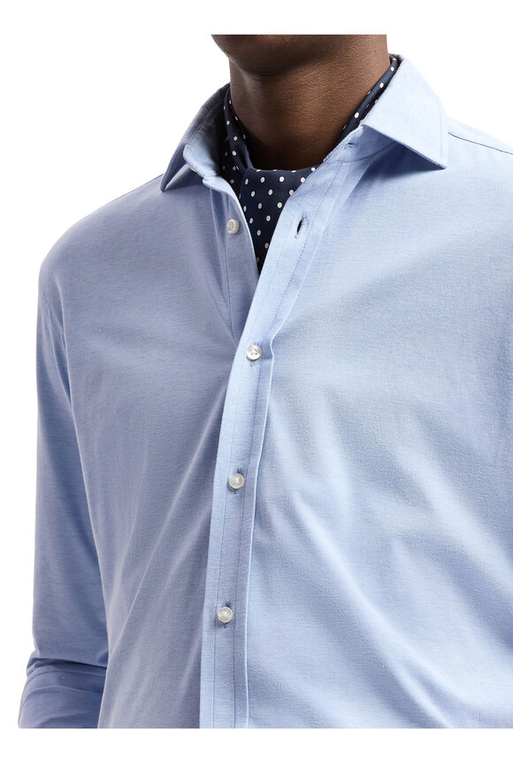 Ralph Lauren Purple Label Blue Stretch Cotton Dress Shirt - view 5