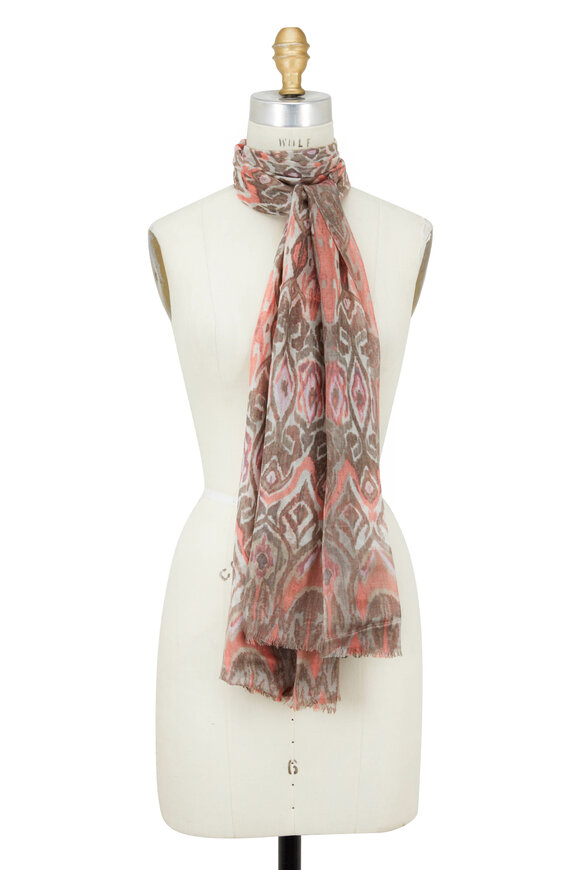 Kinross - Nectar Multi Cashmere & Silk Tapestry Print Scarf