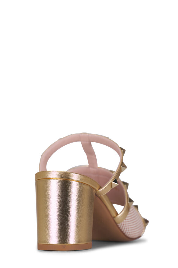 Valentino Garavani Rockstud Natural Canvas & Leather Sandal, 60mm - view 4