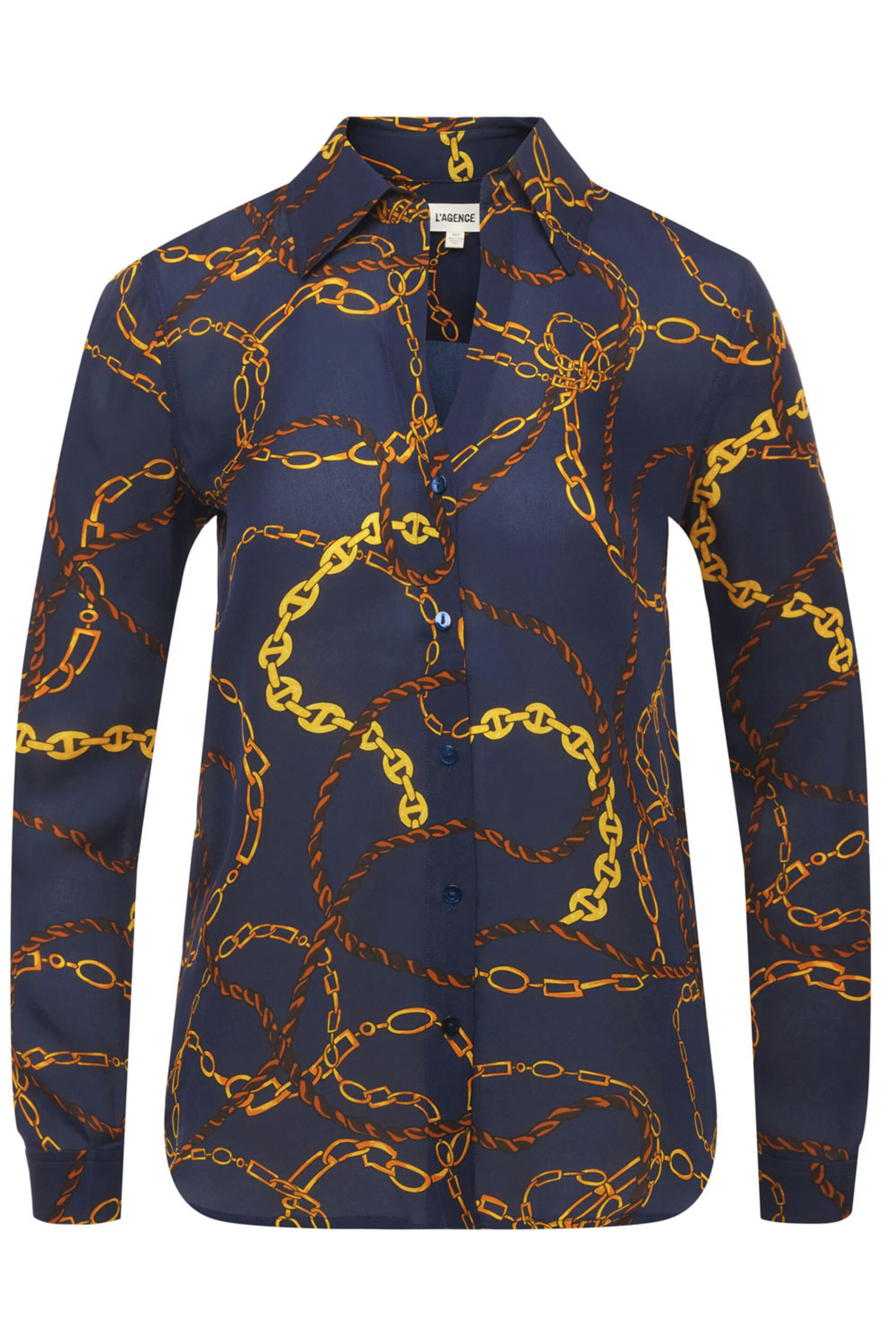 L'Agence - Midnight Lasso Chain Print Nina Blouse