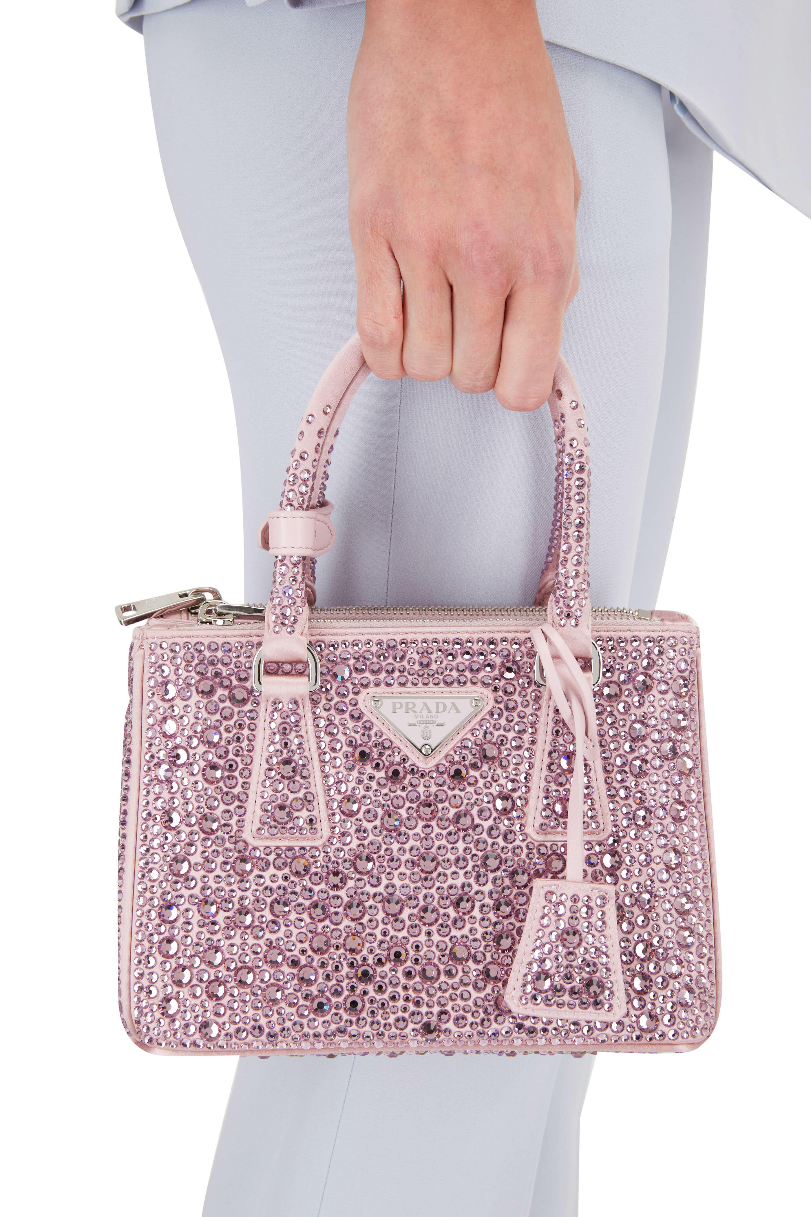 Prada Galleria Shearling Mini Bag in Pink