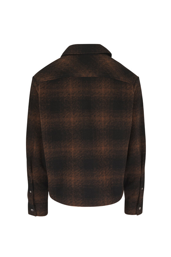 Moncler Brown Plaid Front Zip Overshirt - view 2