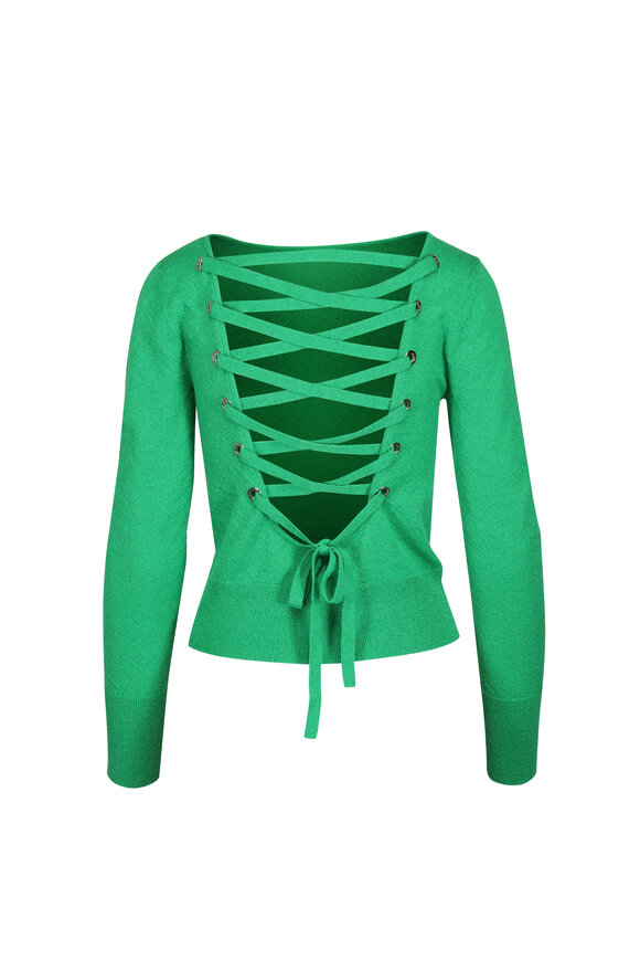 Aknvas Lily Absinthe Lace-up Knit Top - view 2
