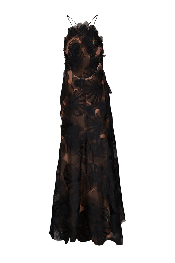 Akris - Anemone Black Silk Organza Floral Gown 