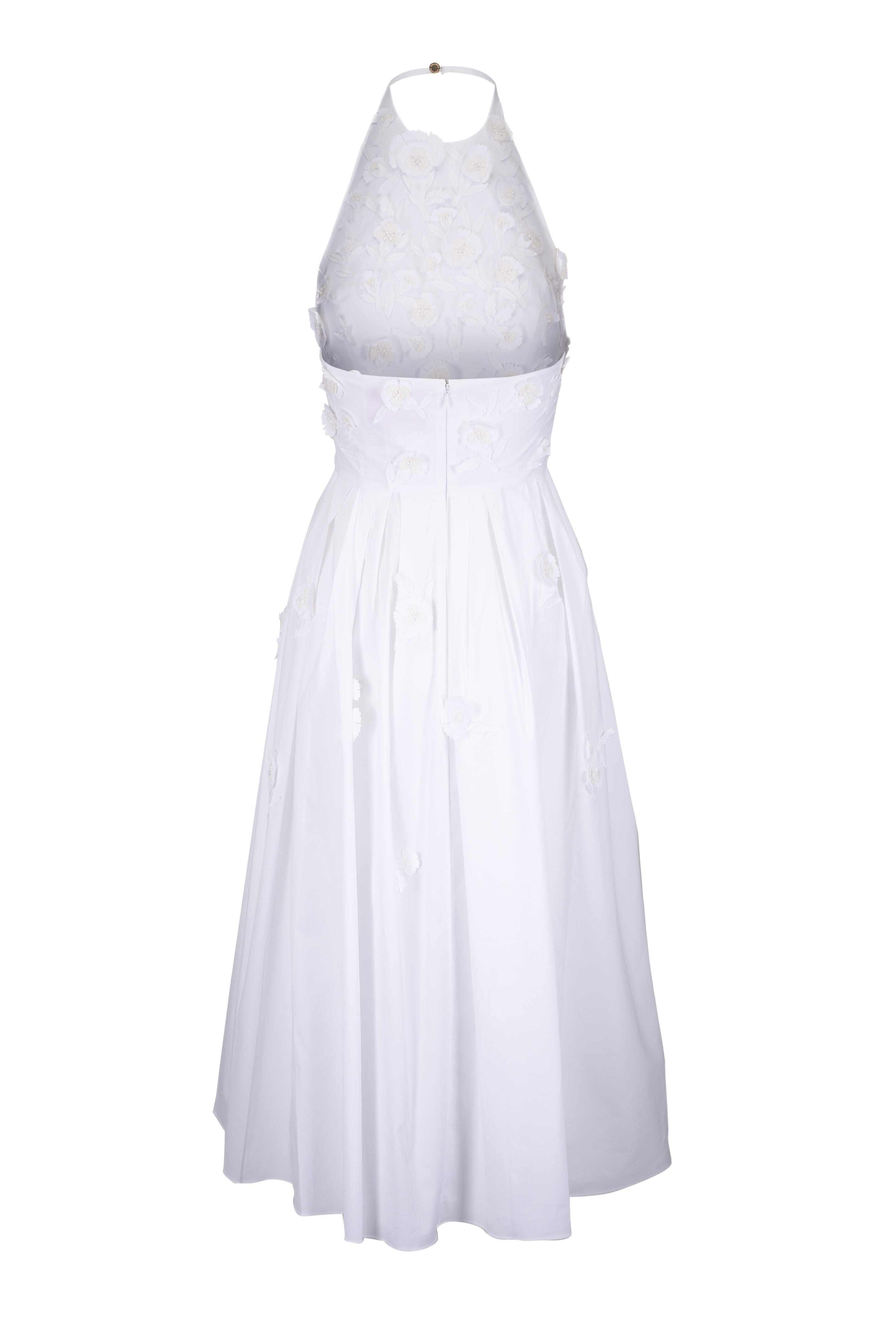 Carolina Herrera - White Embroidered Halter Dress