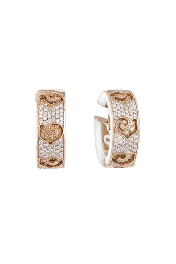 Chantecler Pavé & White Enamel Earrings