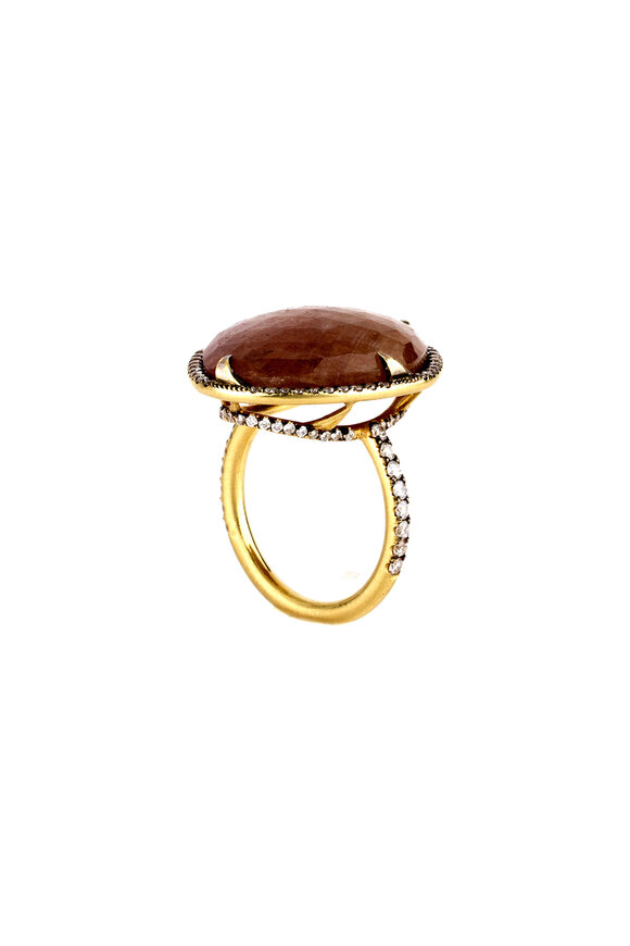 Sylva & Cie - 18K Yellow Gold Pink Sapphire & Diamond Ring