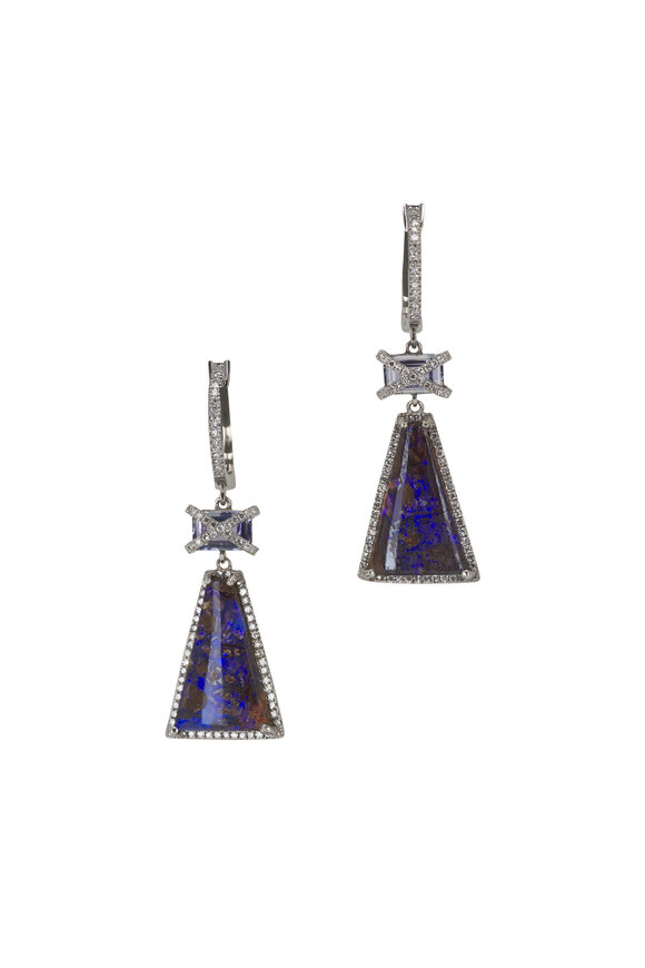 Kai Linz Diamond Boulder Opal & Tanzanite Drop Earrings
