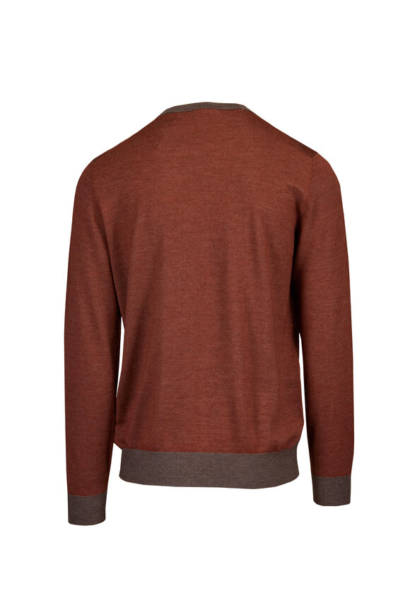 Cesare Attolini Burnt Orange Crewneck Sweater - view 2
