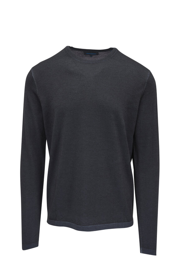 Patrick Assaraf Anthracite Merino Wool Crewneck Sweater