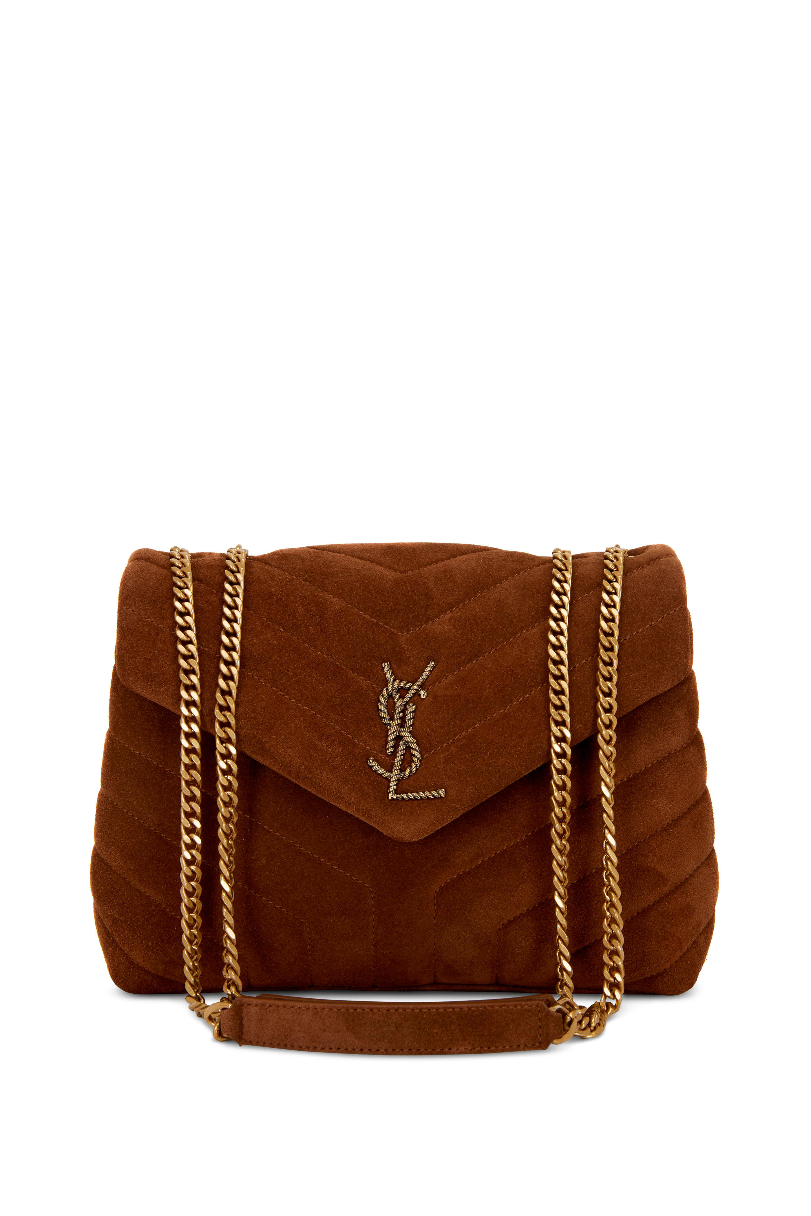Loulou leather crossbody bag Saint Laurent Brown in Leather - 31393782