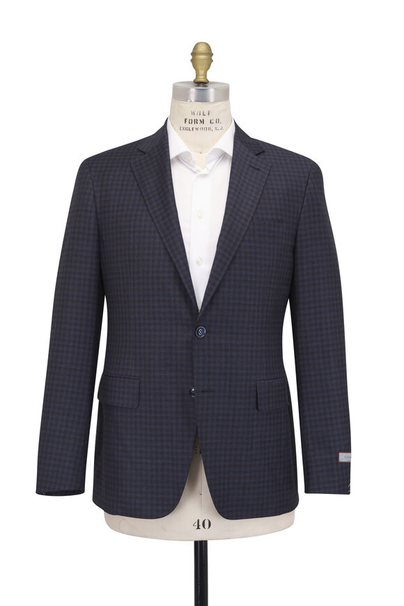 Canali Kei Navy Tonal Check Wool Sportcoat - view 2