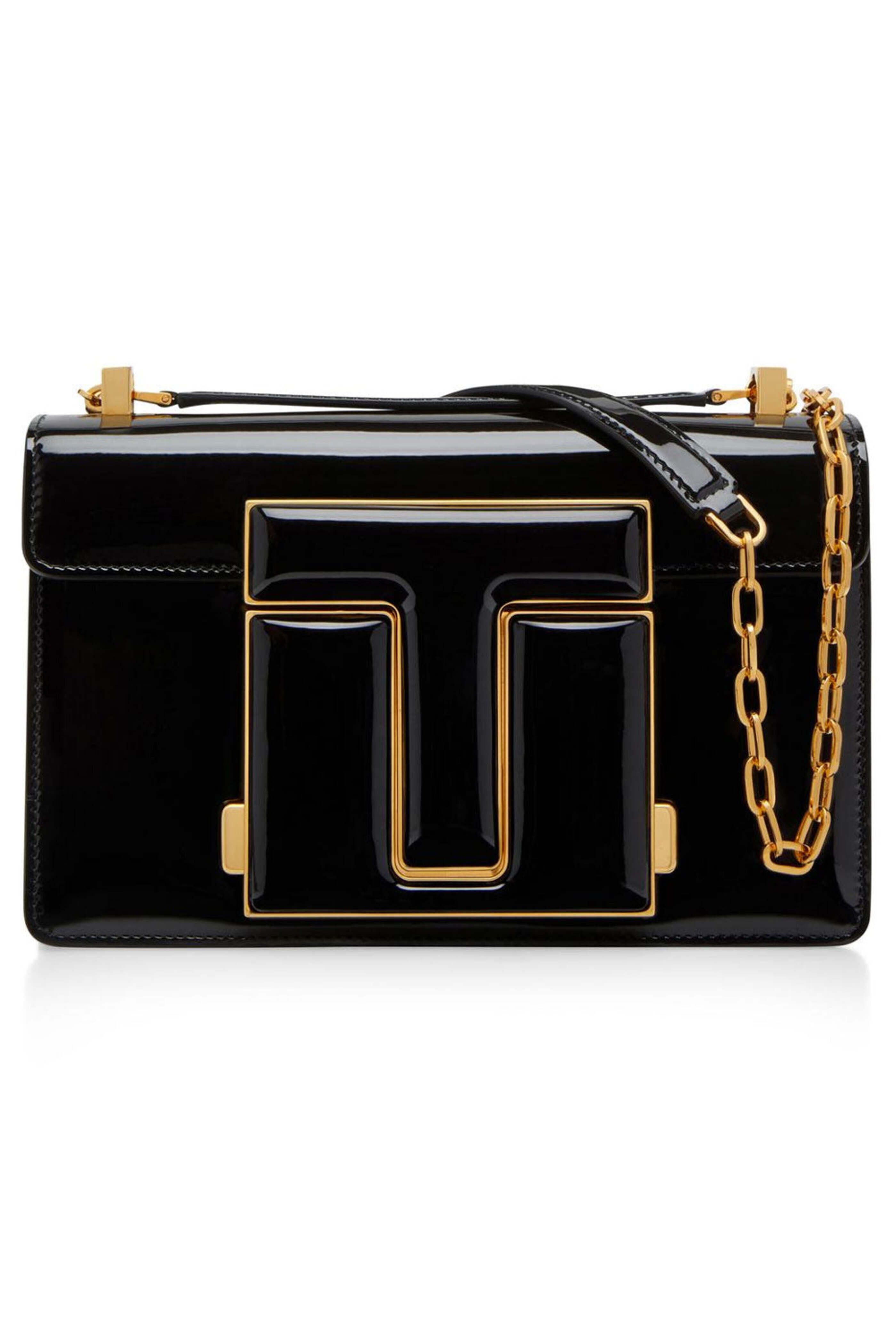 Tom Ford - Medium Patent Maxi 001 Chain Shoulder Bag in Black