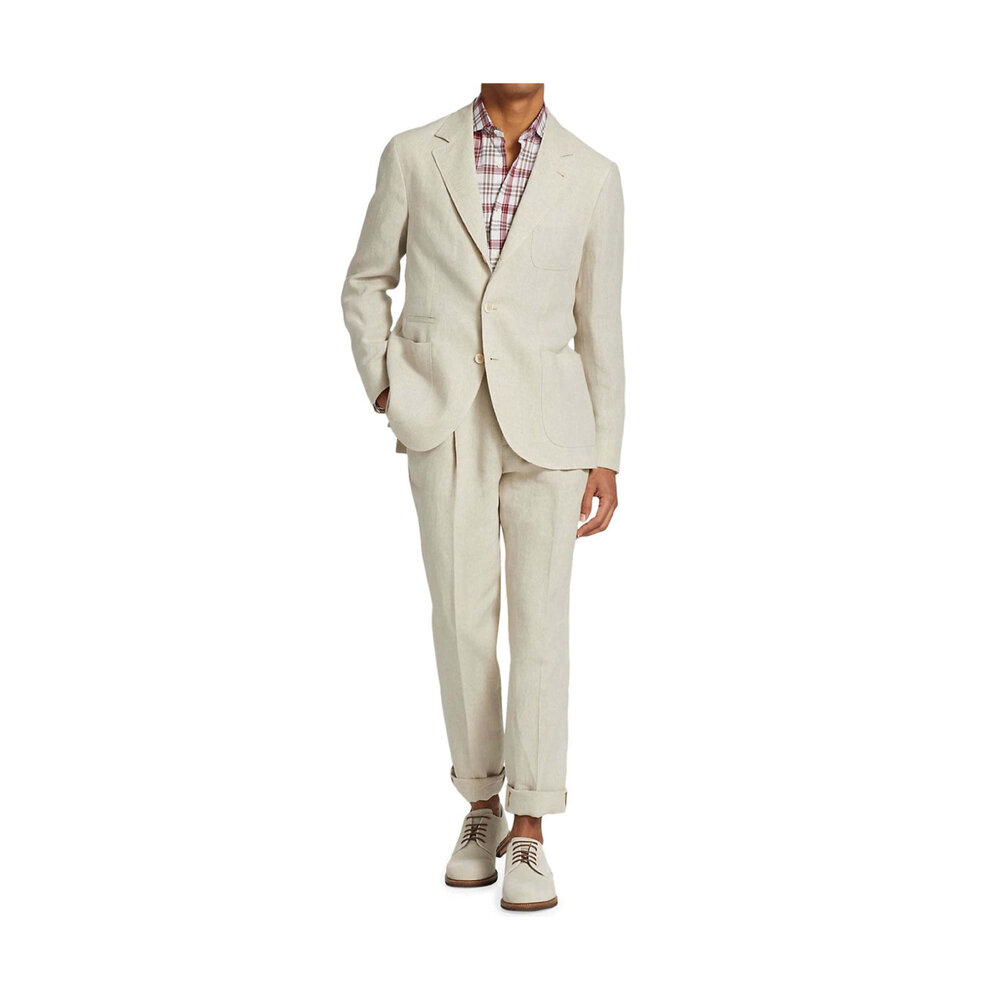 売れ筋がひ！ Suit Stripe Linen Beige - Cucinelli Brunello | Stores Mitchell スーツ・フォーマル・ドレス