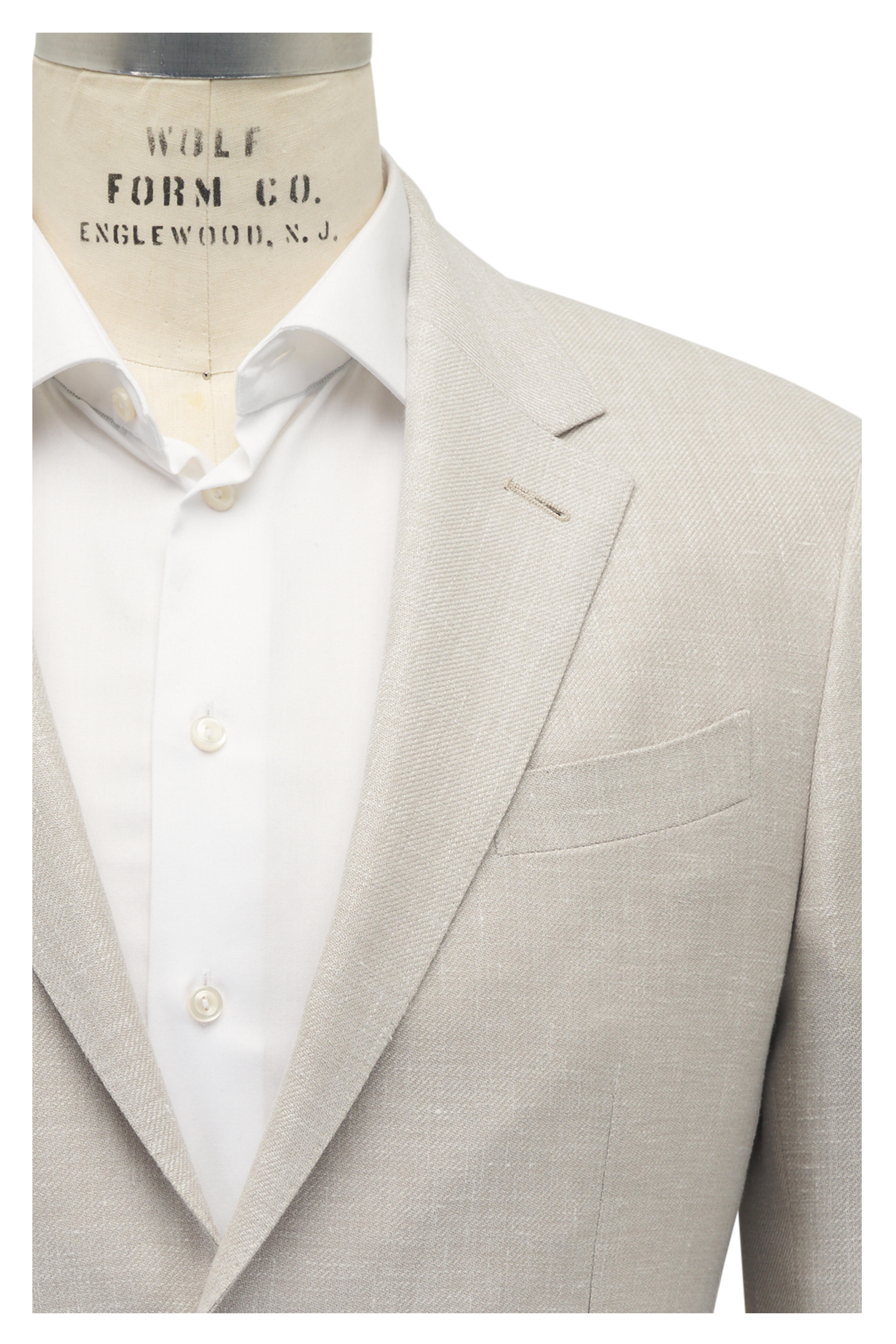 Zegna - Solid Stone Fancy Linen, Wool & Silk Sportcoat
