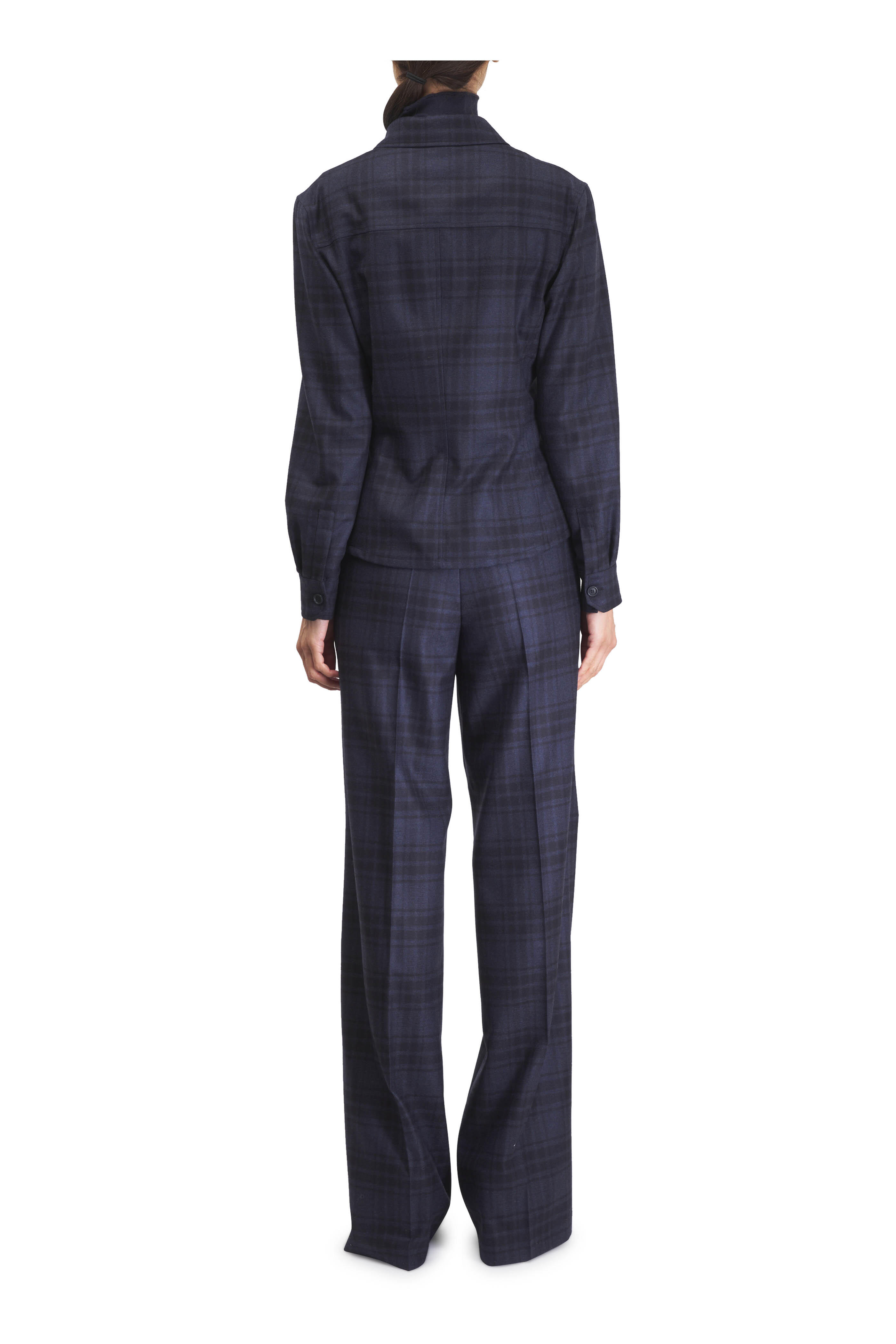 Akris - Fior Denim & Black Check Wool Pant