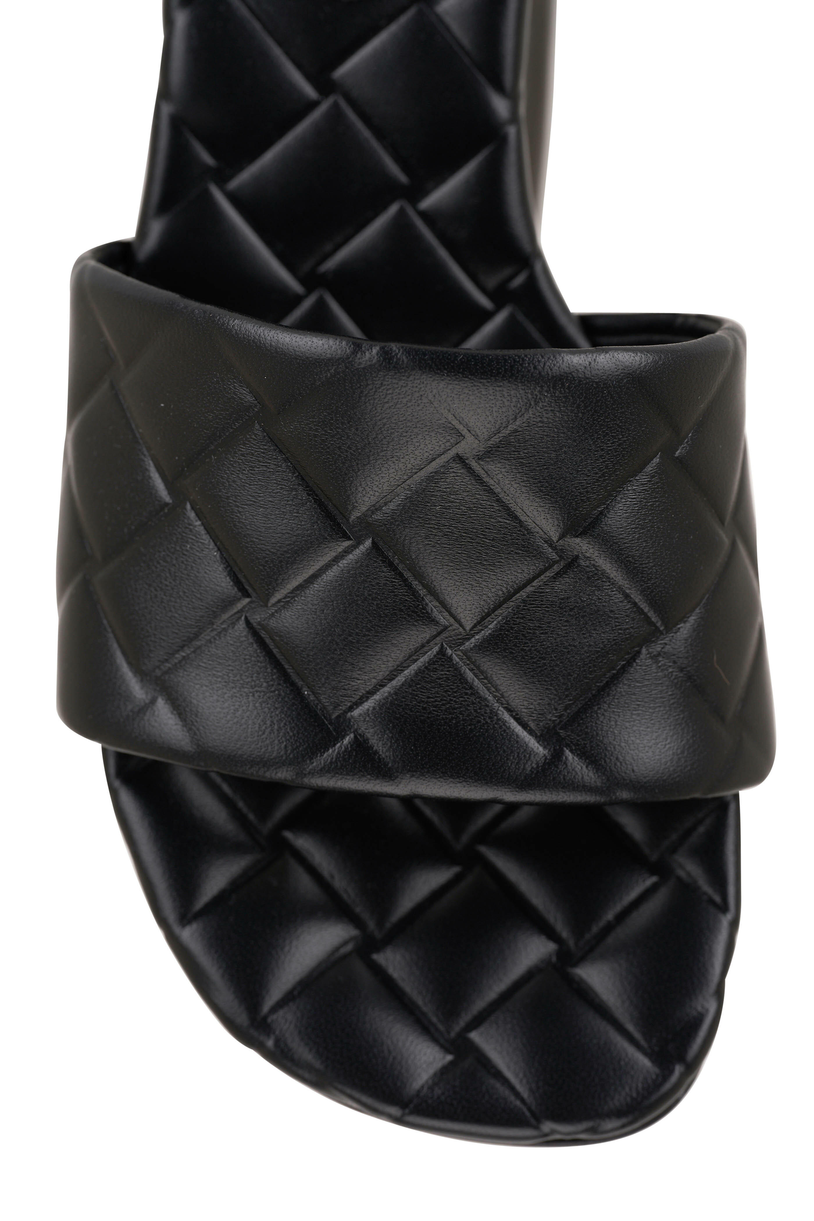 Bottega Veneta - Amy Black Padded Block Heel Sandal, 45mm