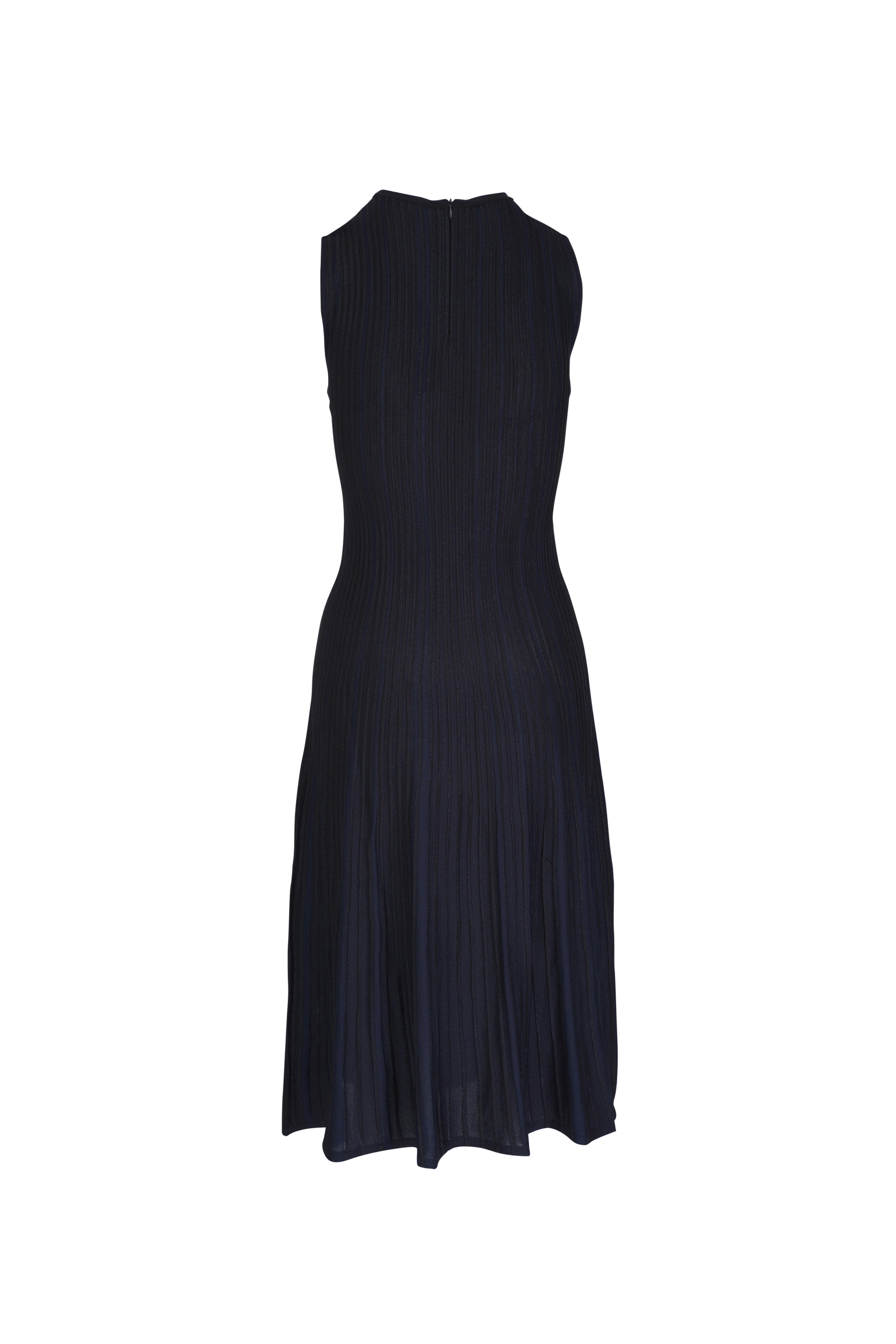 Akris - Navy Blue & Black Sleeveless Lurex Knit Dress