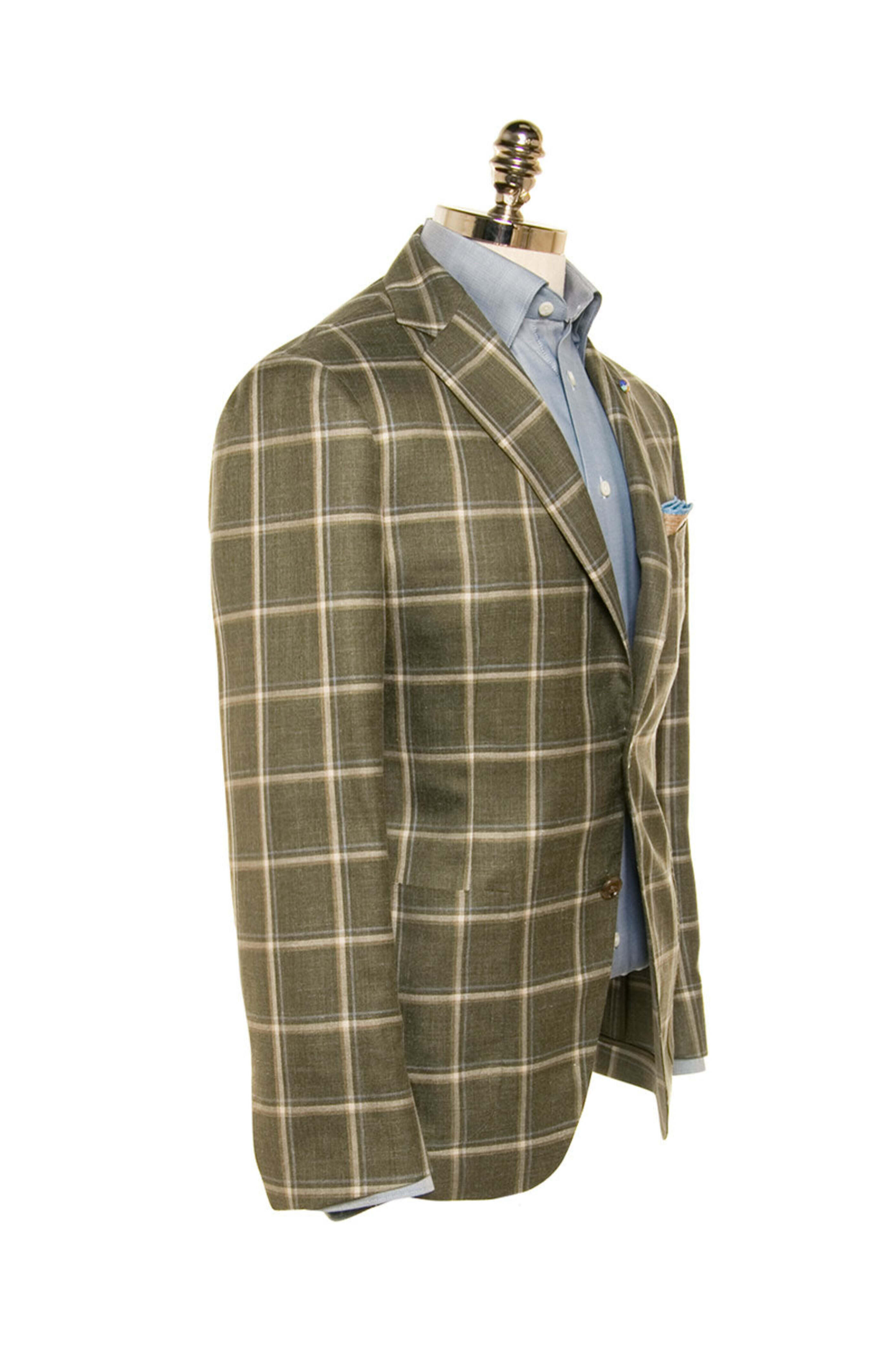Belvest - Olive Green Windowpane Sportcoat