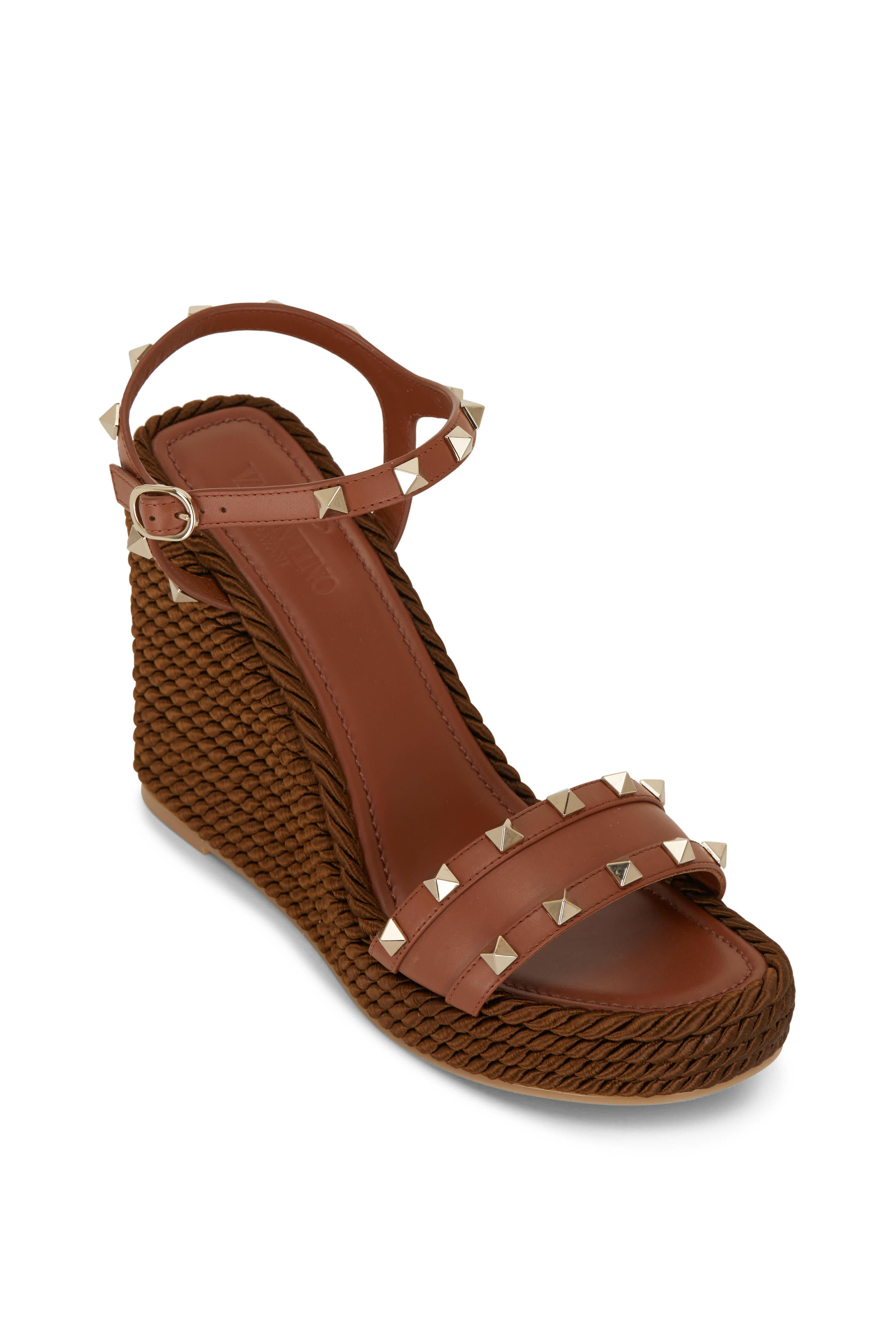 Valentino Garavani - Cognac Leather Ankle Strap Studded