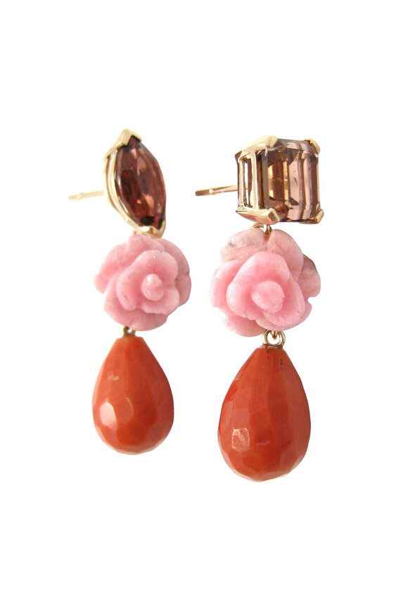 K. Brunini Jewels Tourmaline Coral Drop Earrings - view 3