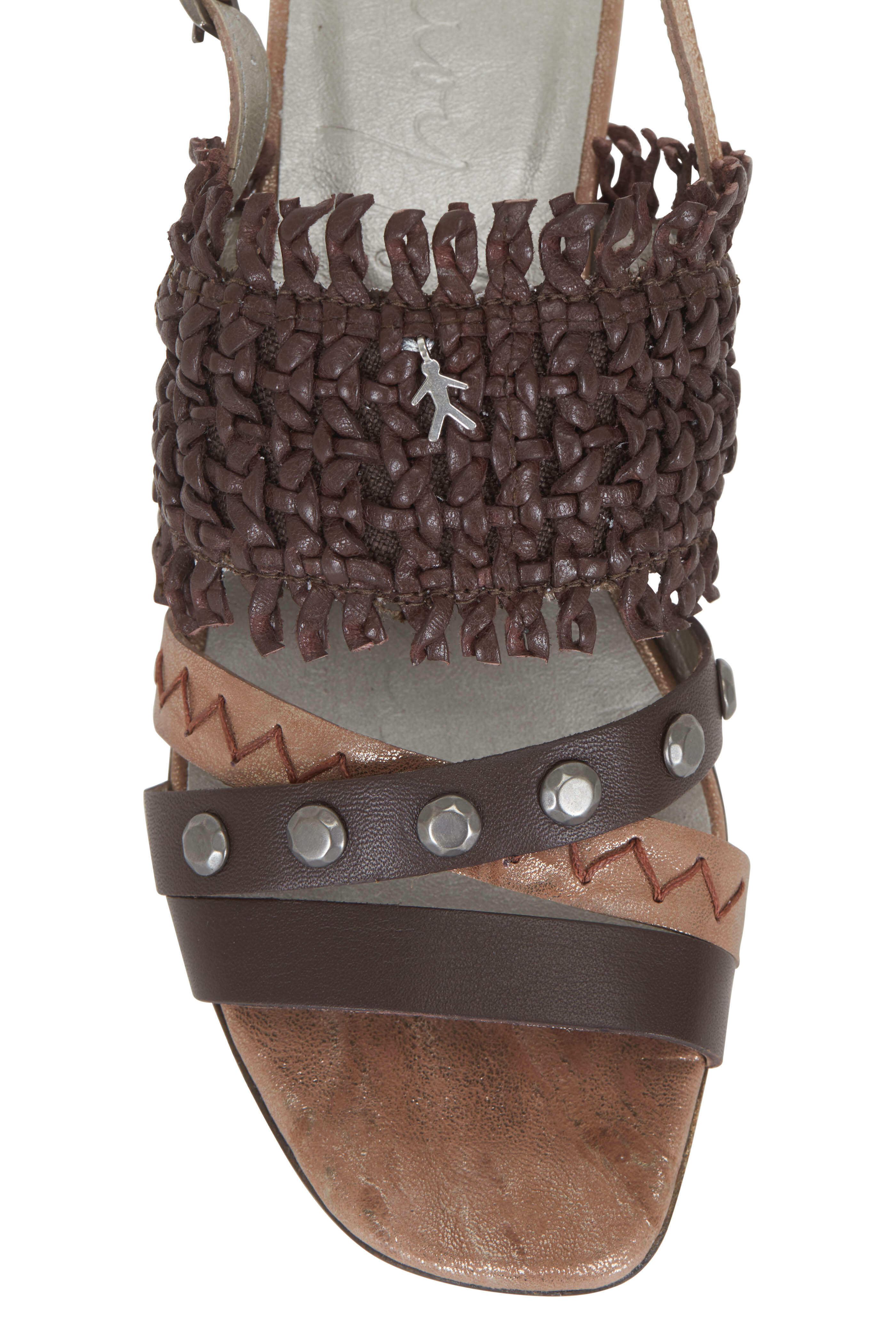 Henry Beguelin - Castagno Brown Woven & Studded Sandal, 50mm