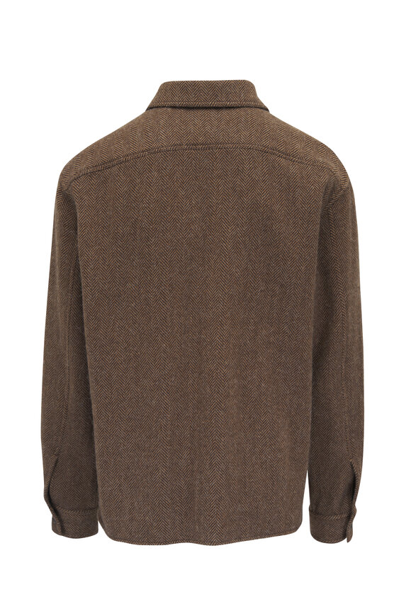 Ralph Lauren Purple Label - Brown Herringbone Wool & Cashmere Overshirt