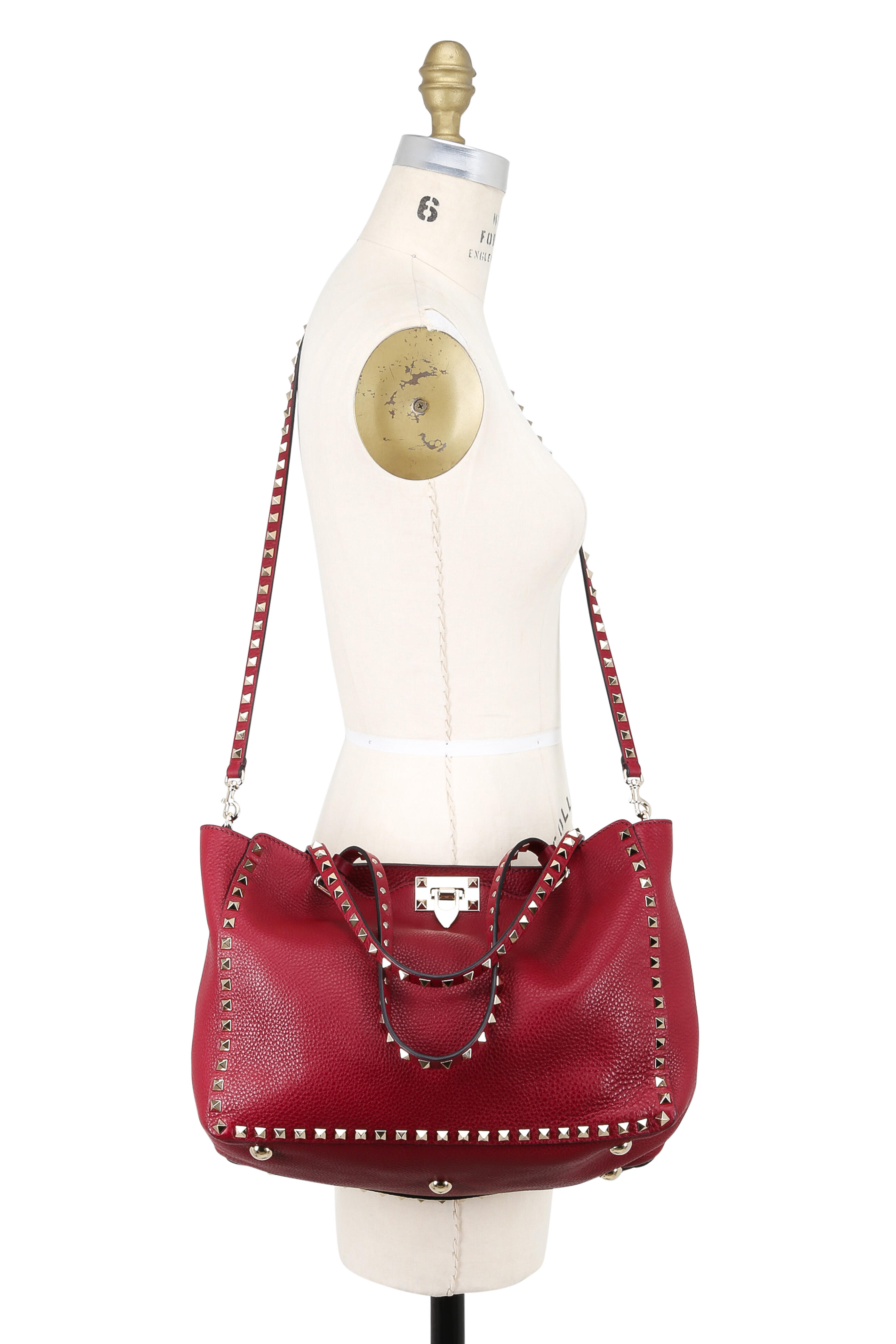 Valentino Garavani - Rockstud Rubino Red Leather Medium Tote