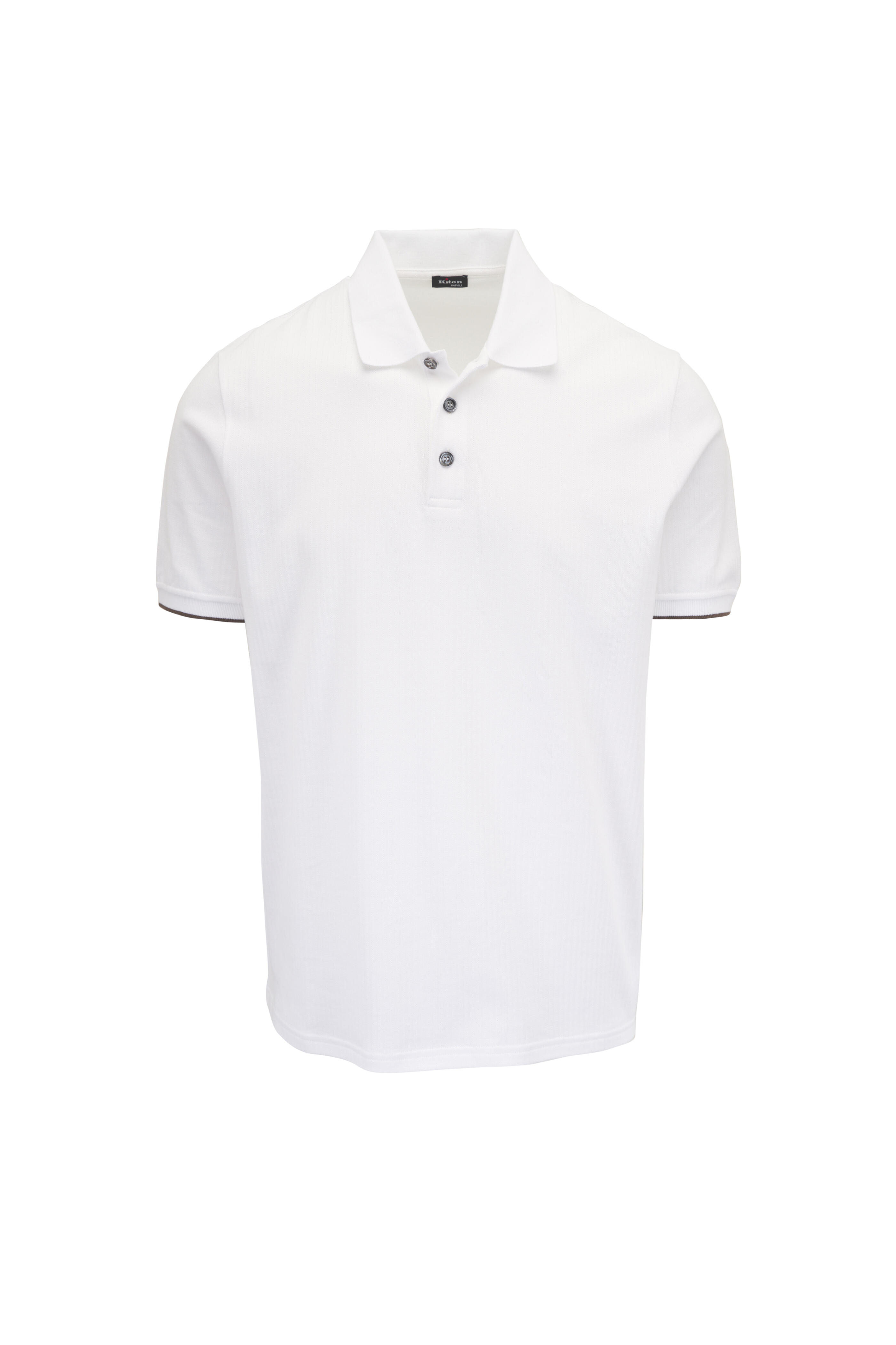Kiton - White Cotton Tipped Polo