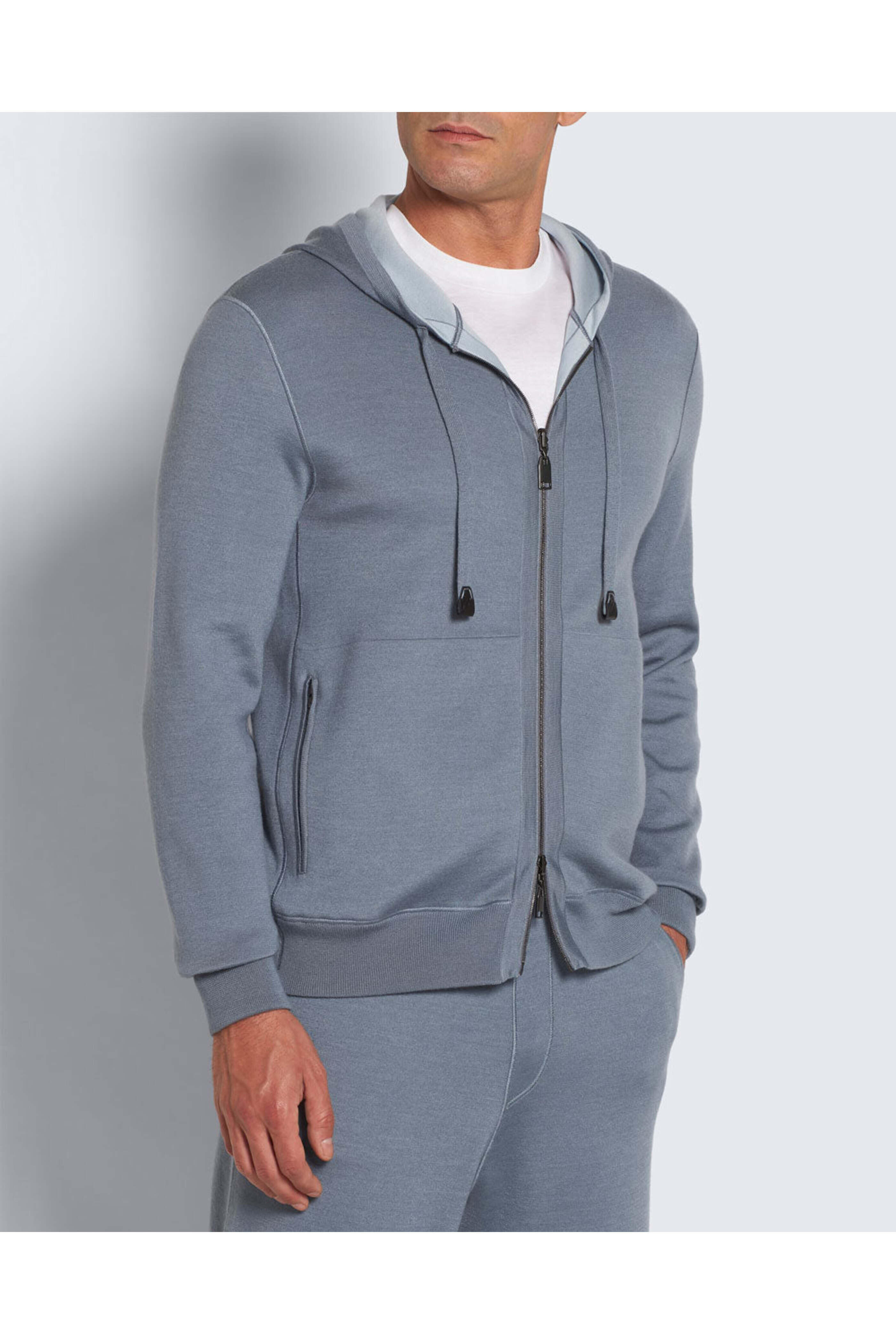 Brioni - Sky Full Zip Cashmere Silk Hoodie