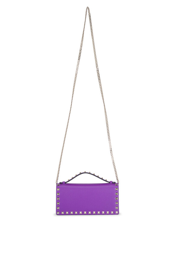 Valentino Garavani - Rockstud Violet Leather Wallet On Chain Crossbody