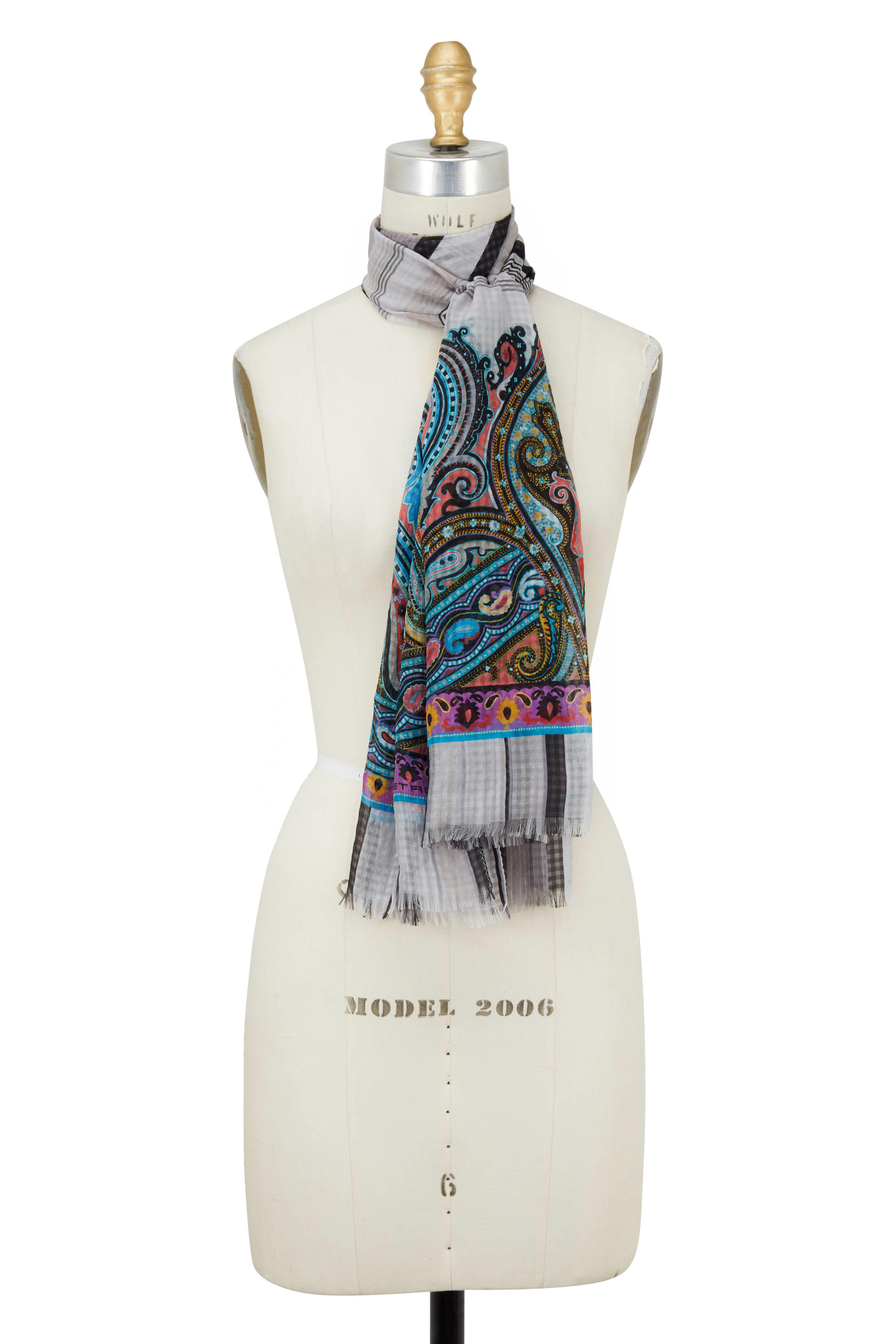 ETRO floral-print silk scarf - White