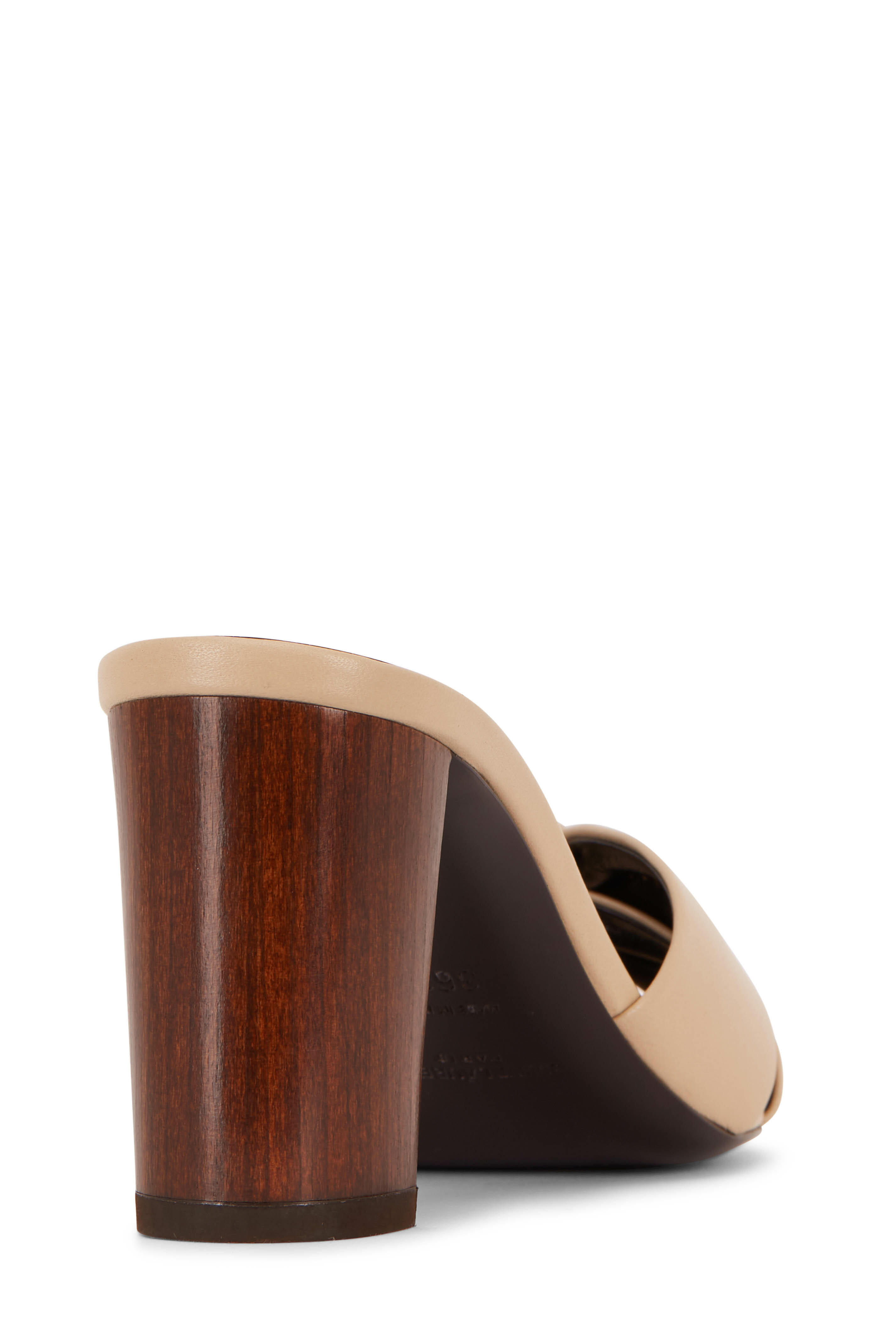 Saint Laurent - Bianca Beige Leather Knotted Mule, 75mm