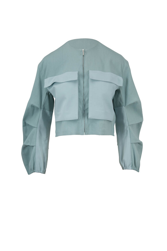 Rosetta Getty Jade Linen & Stretch Cotton Pleated Utility Jacket
