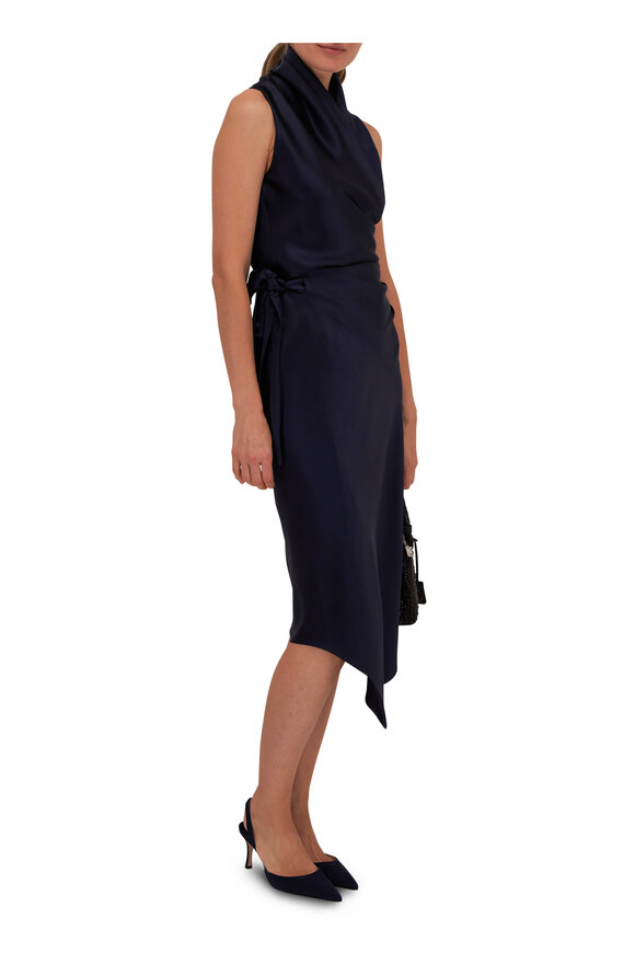 Peter Cohen - Victor Marine Heavy Satin Wrap Dress 