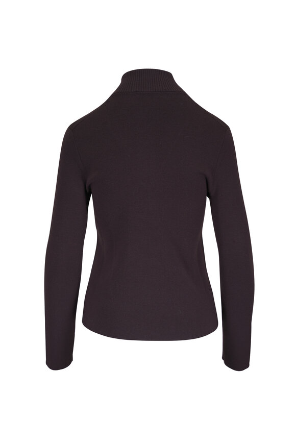Majestic Brown Stretch Merino Half Zip Blouse - view 2
