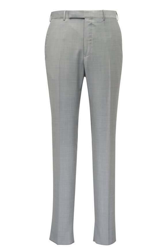 Zegna Trofeo Light Gray Wool Twill Dress Pant